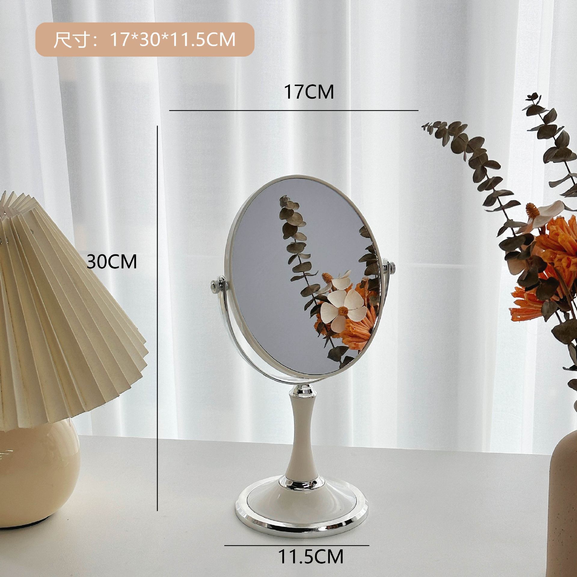 Estilo coreano ins estilo lindo nórdico retro espejo de maquillaje de madera dormitorio de estudiantes espejo de escritorio portátil