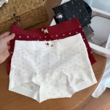 6175美式复古腊肠狗包臀亲肤印花平角纯棉少女中腰内裤女生四角裤