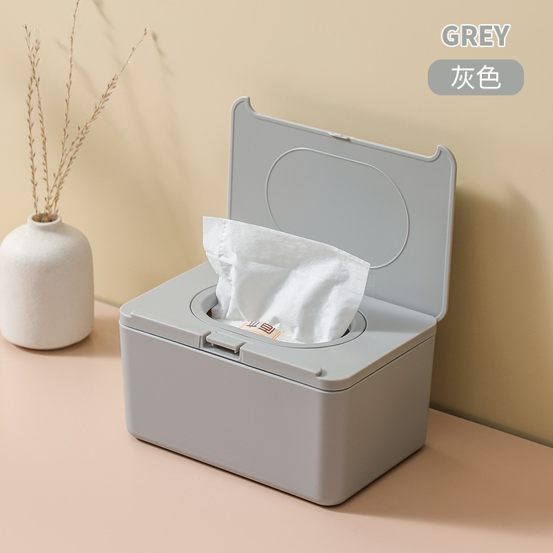 家庭用デスクトップベビーワイプカバー付き紙箱ウェットワイプボックス空箱収納プラスチック密封防塵マスクボックス|undefined
