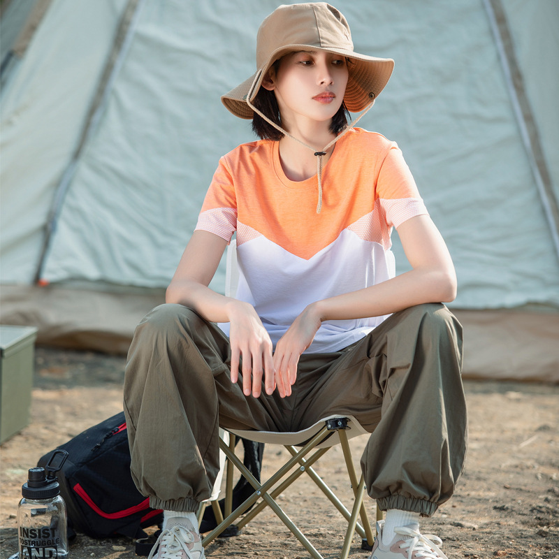 Gran tamaño al aire libre camiseta de secado rápido mujer transpiración sudor de mangas cortas camiseta deportiva de moda delgada fitness ropa de secado rápido verano