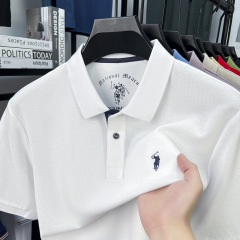 100% シルケット綿ポールブランド紳士服夏メンズ半袖 Tシャツラペル純綿高品質ポロシャツ男性用