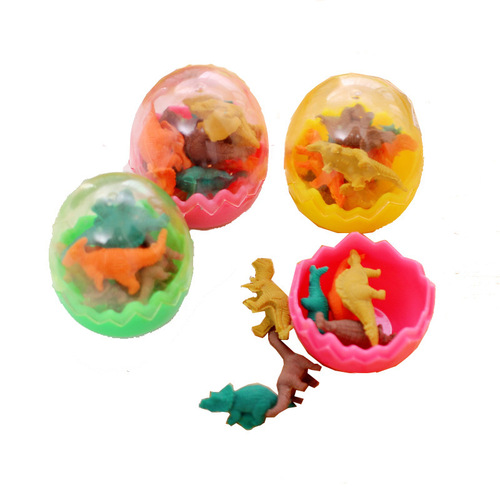 Mini Dinosaur Egg Eraser Set Children's Cartoon Stationery Wholesale Animal Eraser Kindergarten Gift Small Gift