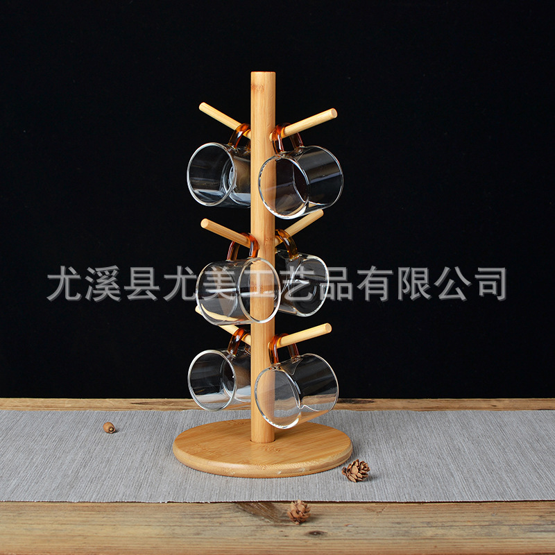 Hogar de múltiples capas de drenaje del estante de la taza de bambú creativo estante de almacenamiento de escritorio marca de vidrio de café titular de la taza de té