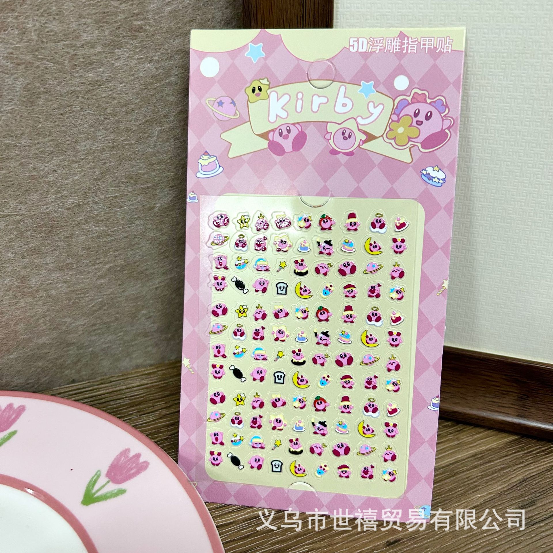 Parche de uñas Sanrio para niños, lindo y divertido Kulomi 5D en relieve pegatinas de uñas impermeables, manual de pegatinas decorativas