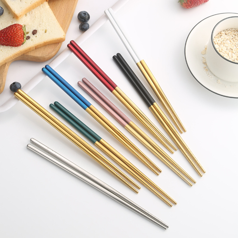 304 스테인레스 스틸 젓가락 고온 저항 가정용 미끄럼 방지 성인 1 인용 젓가락 식기 레스토랑 상업용 화상 방지 원형 젓가락