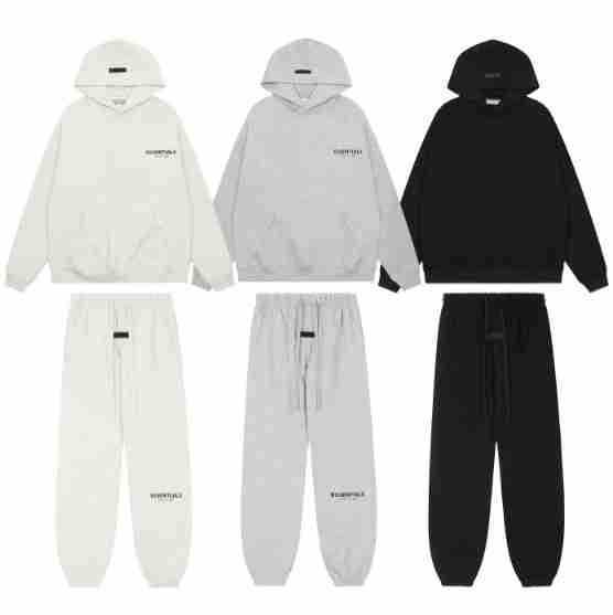 2022Ss Hooded Sweatshirt with Black Letter Flocking Fog Double Line Essentials New Trendy Brand Cross-Border Hot Sale