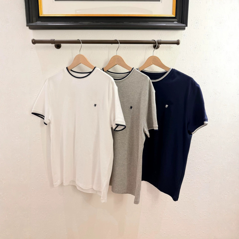 RL Ralph Lauren new spring/summer breathable mesh short-sleeve color-blocked pique cotton men's crew neck T-shirt