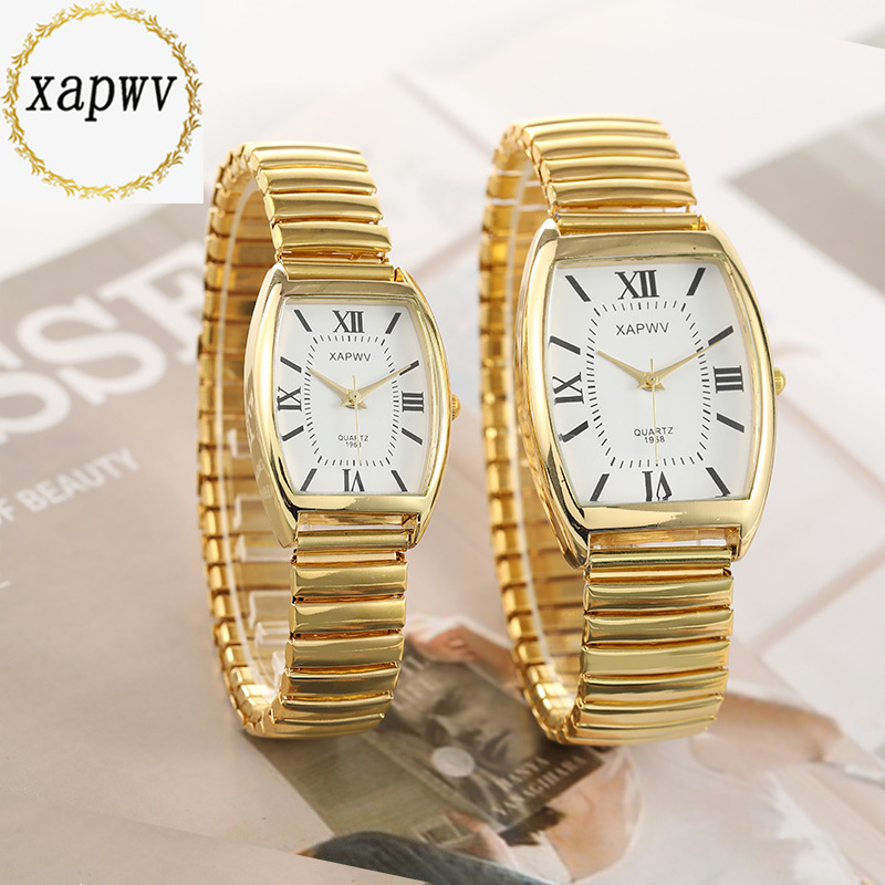 in stock xapwv elastic with Roman scale quartz watch women's watch couples middle-aged cross-border men's watch