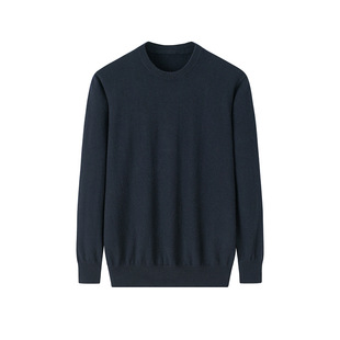 Men's Round Neck Casual Long-Sleeved Cashmere Pullover Men's 100 Pure Cashmere Pure Color Pure Knitted Sweater New Product