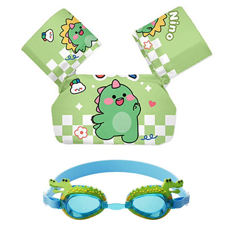 Chaleco flotante infantil de dibujos animados grueso chaleco de natación para niños combinación de gafas de natación pony image 33