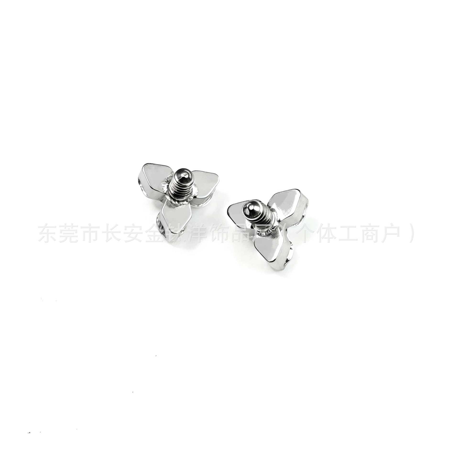 F136 Titanium Triangle Flower CZ Nose Lip Ear Stud Body Piercing Jewelry detail image 7