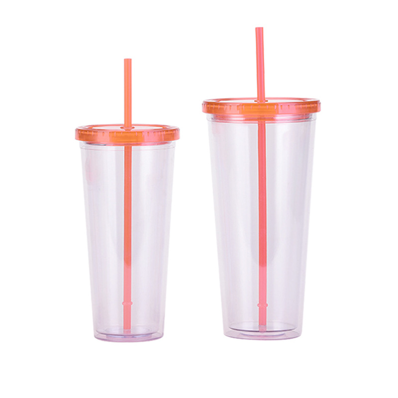 Venta directa de fábrica 24oz 32oz doble capa taza de plástico publicidad creativa taza de agua regalo promocional bebida taza de paja taza