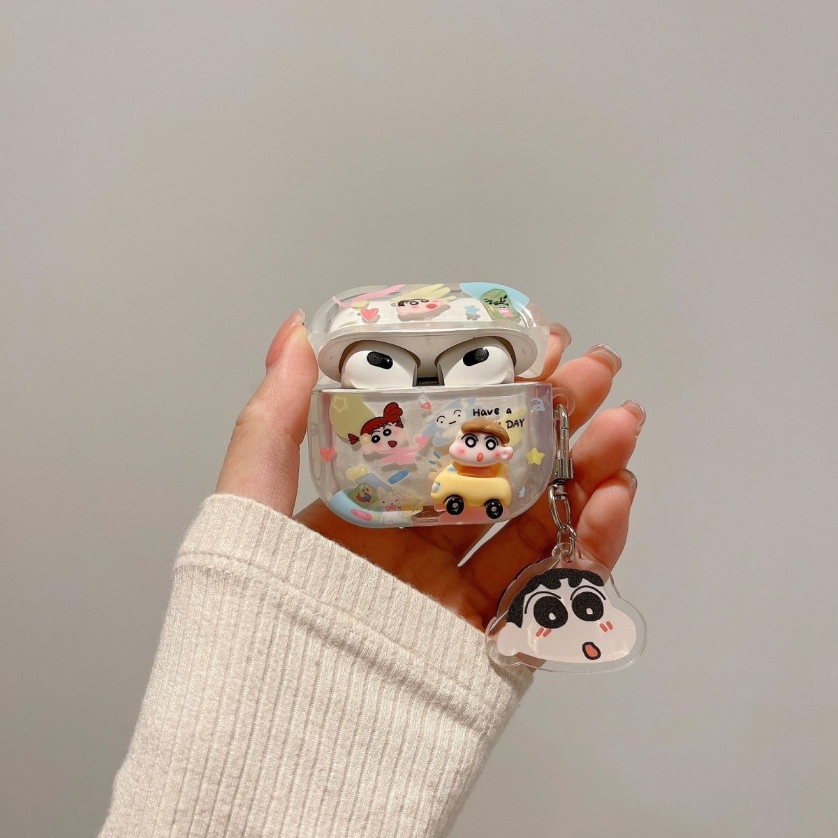 Cartoon crayons japoneses pequeños nuevos para Apple Airpod 4 auriculares caso de protección pro3 caso de protección