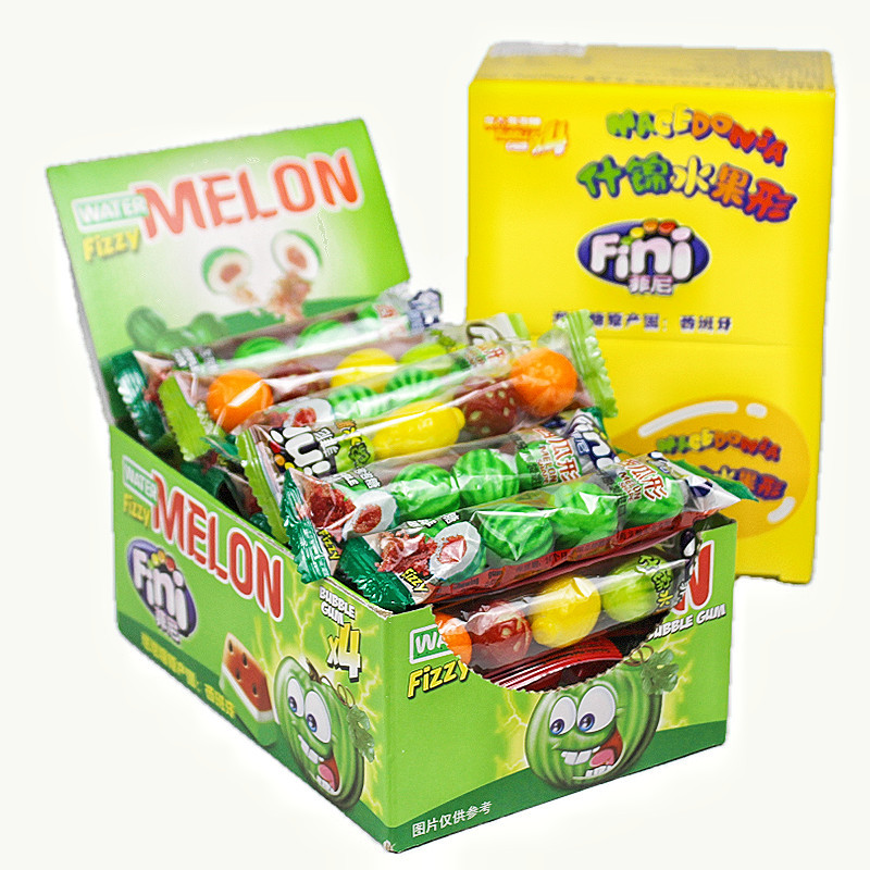 西班牙菲尼泡泡糖西瓜网球造型什锦水果味泡泡糖20g*20条整盒批发