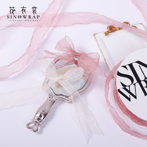 Floral clothes super sweet romantic gauze ribbon flower packaging ribbon bouquet gift baking ribbon flower shop packaging for wholesale