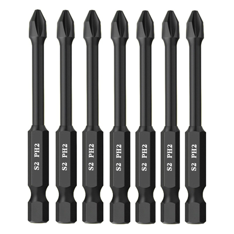 Destornillador cruzado negro Mango hexagonal de alta dureza tornillo de cabeza de destornillador alargado cabeza de destornillador magnético fuerte resistente a los impactos