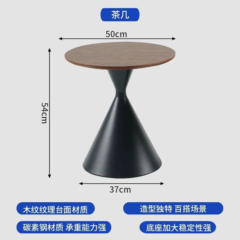 ミニマルなリビングルームの小さなアパートメント用のクリームスタイルの無垢材のコーヒーテーブル、モダンでシンプルでハイエンドのラウンド可動サイドテーブル|undefined