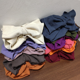 Internet celebrity hair band oversized bow knitted wide-brimmed ins hair band outer wear autumn and winter hair band face wash hair accessories