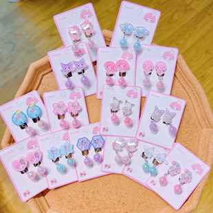 Children's ear clip girls' baby earless anti-pain fake earrings super cute princess cartoon ear studs earrings jewelry