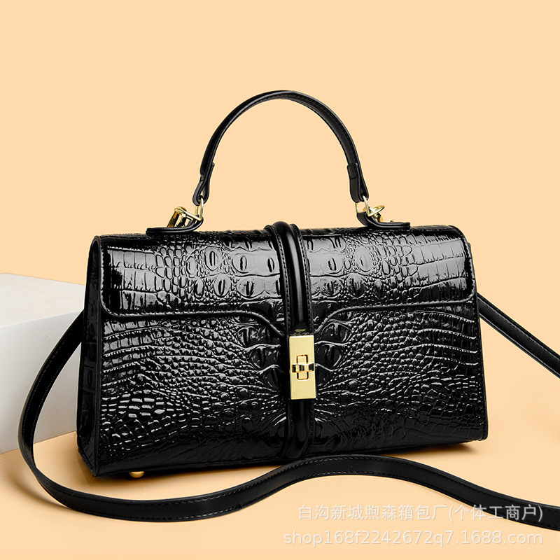 Cross-Border Crocodile Pattern Women's Handbag, Women's Shoulder Bag, Boston Pillow Bag, Crossbody Bag, Trendy Cross-Border Style Cross-Border Crocodile Pattern Women's Handbag, Women's Shoulder Bag, Boston Pillow Bag, Crossbody Bag, Trendy Cross-Border Style