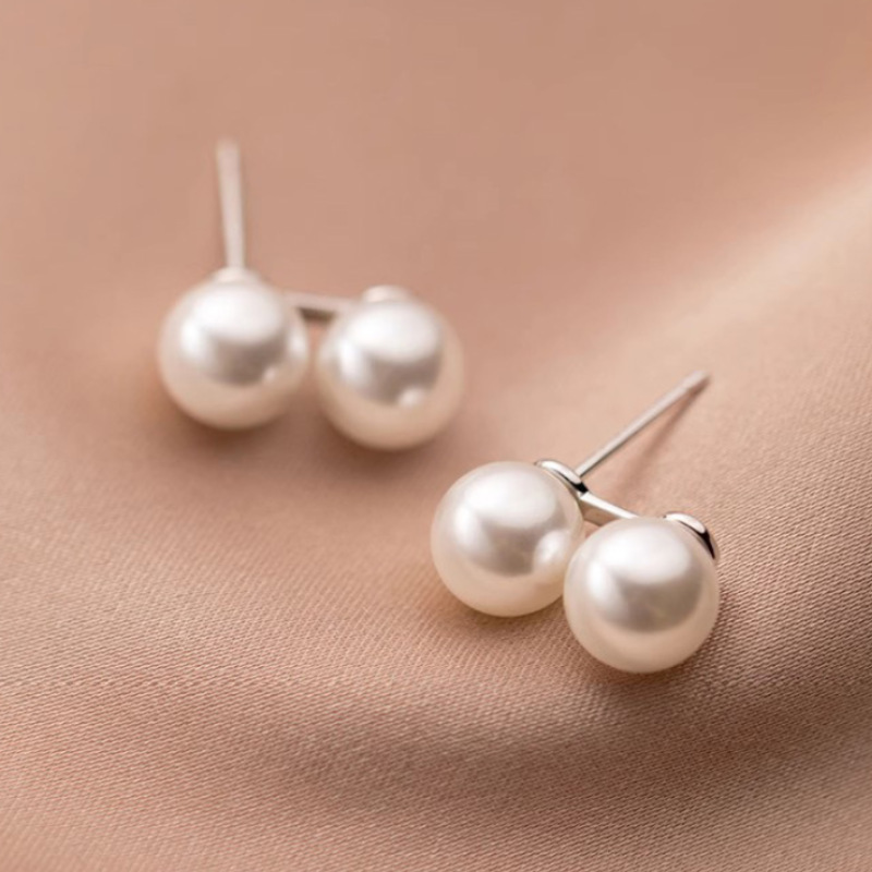 Pendientes de doble cara de la Perla del diamante de la aguja de plata Corea del Sur ins elegante pendientes de estilo frío pendientes de diseño de moda para las mujeres