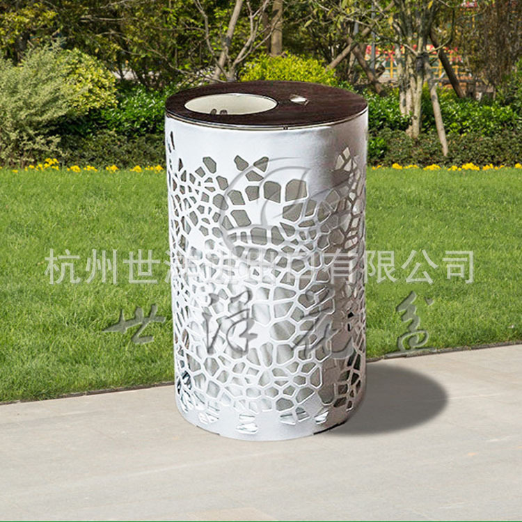 垃圾桶不锈钢圆形镂空304室内商场酒店写字楼不锈钢新垃圾桶