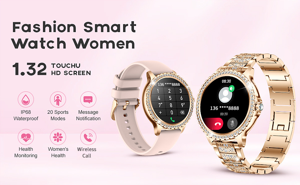 Smartwatch mujer elegante con llamada bluetooth y deporte_voghion.com