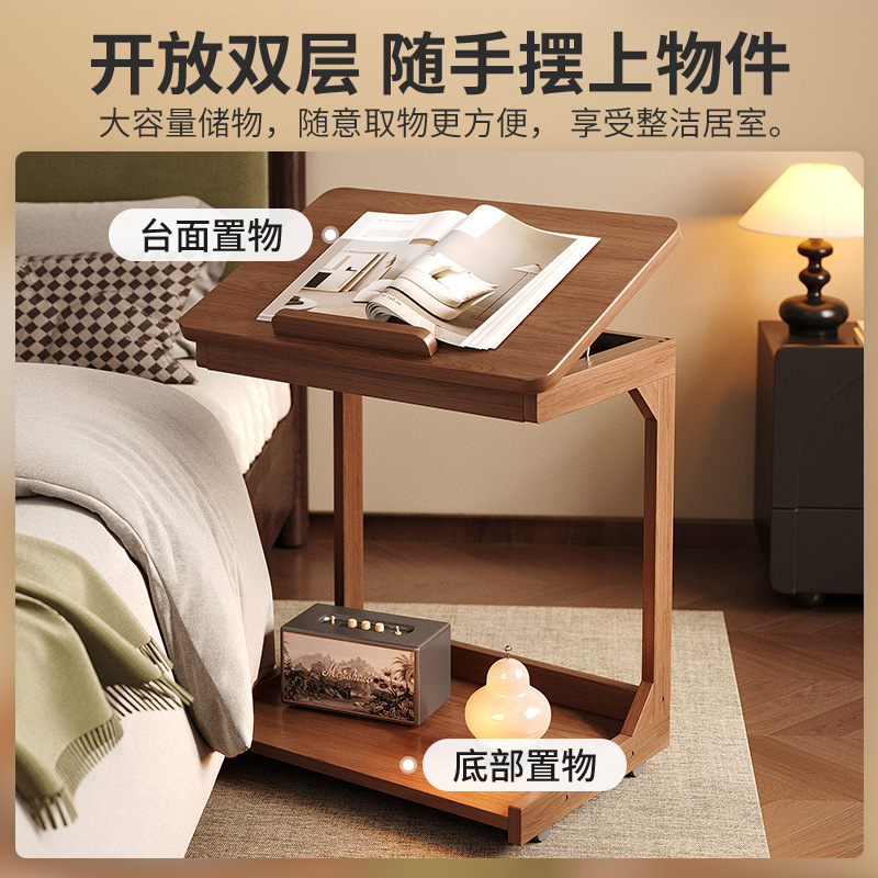 Mesita de noche, dormitorio doméstico, madera maciza extraíble 2025, nueva creatividad en lugar de un lado pequeño, estante de cabecera