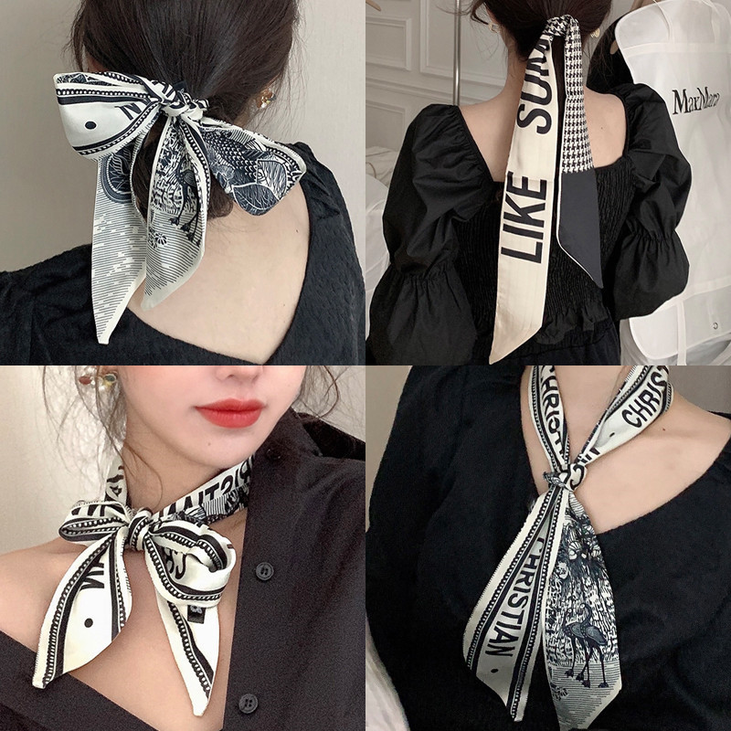 装飾的な女性のロングシルクスカーフジュエリーリボンバッグ韓国スタイルの春と夏のお土産多機能シルクスカーフギフトボックス卸売|undefined