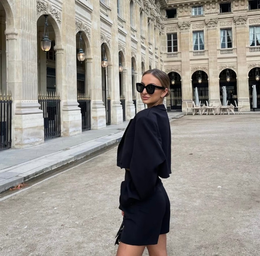 GraceChic 2022 Autumn New European And American Women's Fashion Long Sleeve Blazer High Waist Short Sexy Hot Girl Outfit Wholesale_voghion.com