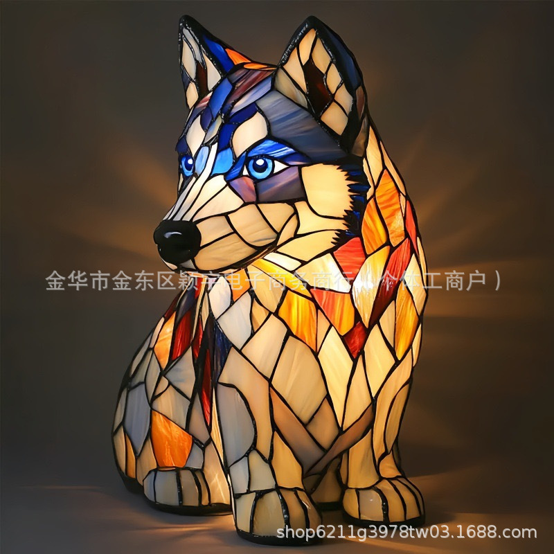 跨境新款狗系列树脂摆件LED小夜灯艺术动物雕像创意家居桌面装饰|undefined