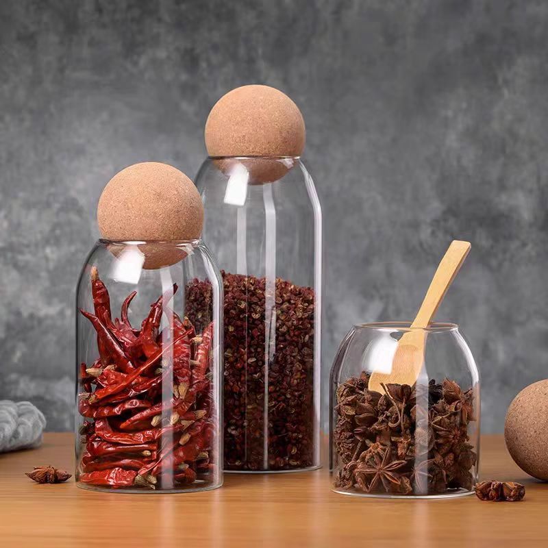 Tarro sellado de granos de café Tarro de exhibición de corcho Tarro de dulces Tarro de té de vidrio Tarro de almacenamiento de cocina Creativo y simple
