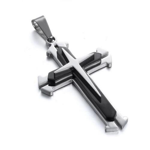 Simple glossy cross-border e-commerce AliExpress best selling pendant slit 3 multi-layer cross necklace jewelry pendant