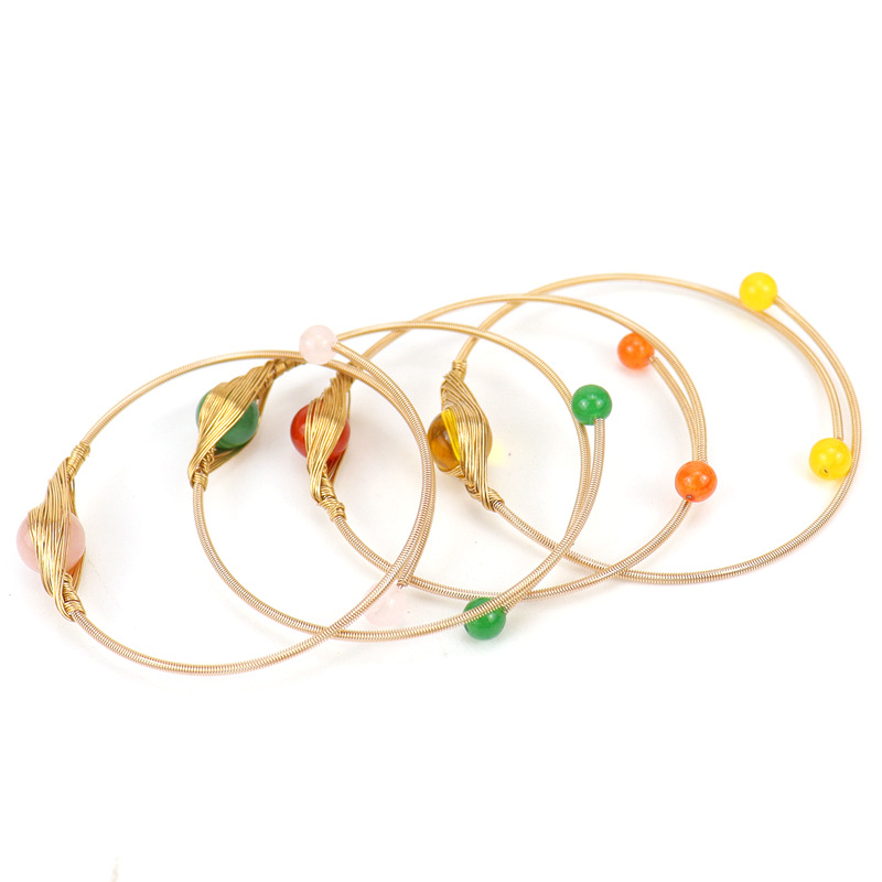 Fashion Geometric natural stone Copper Plating Bangle 1 Piece