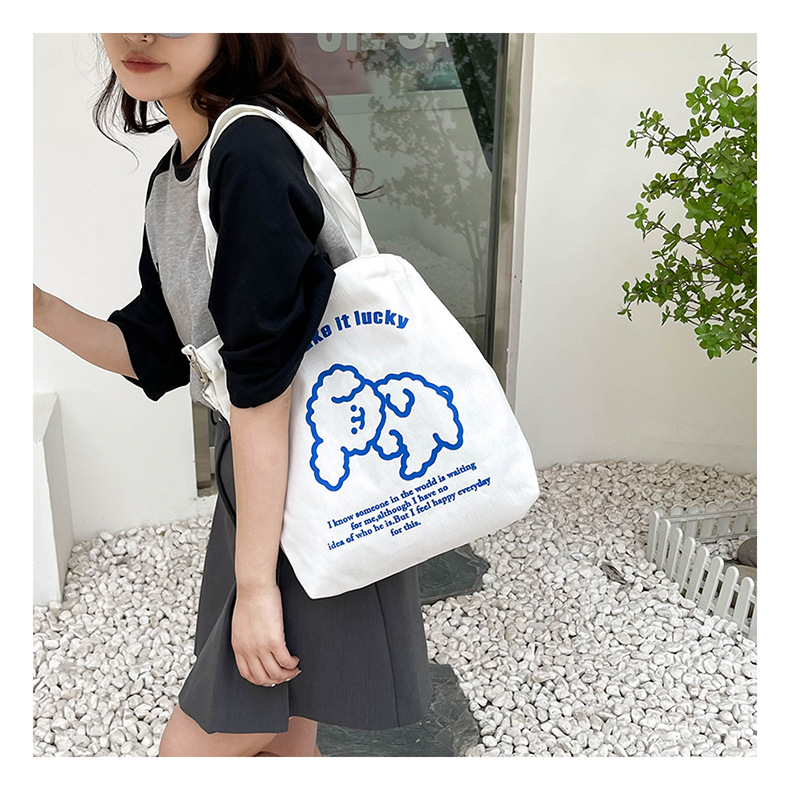 New fashionable and cute canvas bag, simple and large-capacity tote bag, casual and versatile single-shoulder crossbody bag, Douyin consignment undefined