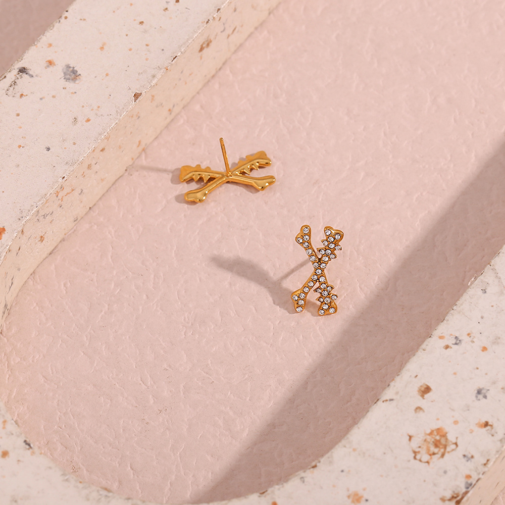 Halloween X-bone Diamond Stud Stainless Steel Earrings