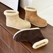 纯原正品保暖真皮羊羔毛短靴女时尚舒适休闲雪地靴棉靴东莞外贸鞋