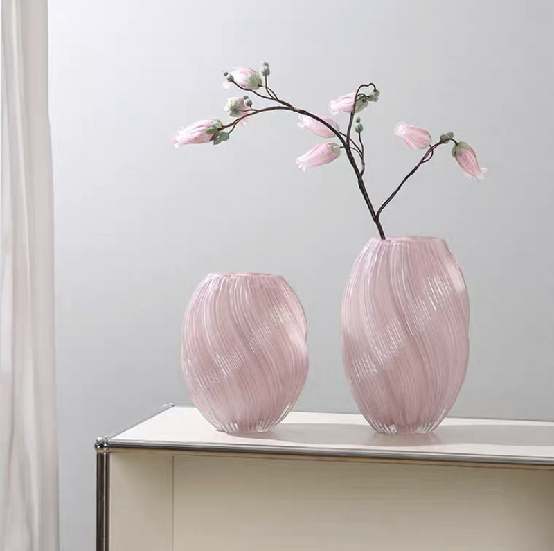 New Chinese Color Creative Design Vintage Glass Vase Spiral Irregular Twisted Decorative Vase Home Ornaments