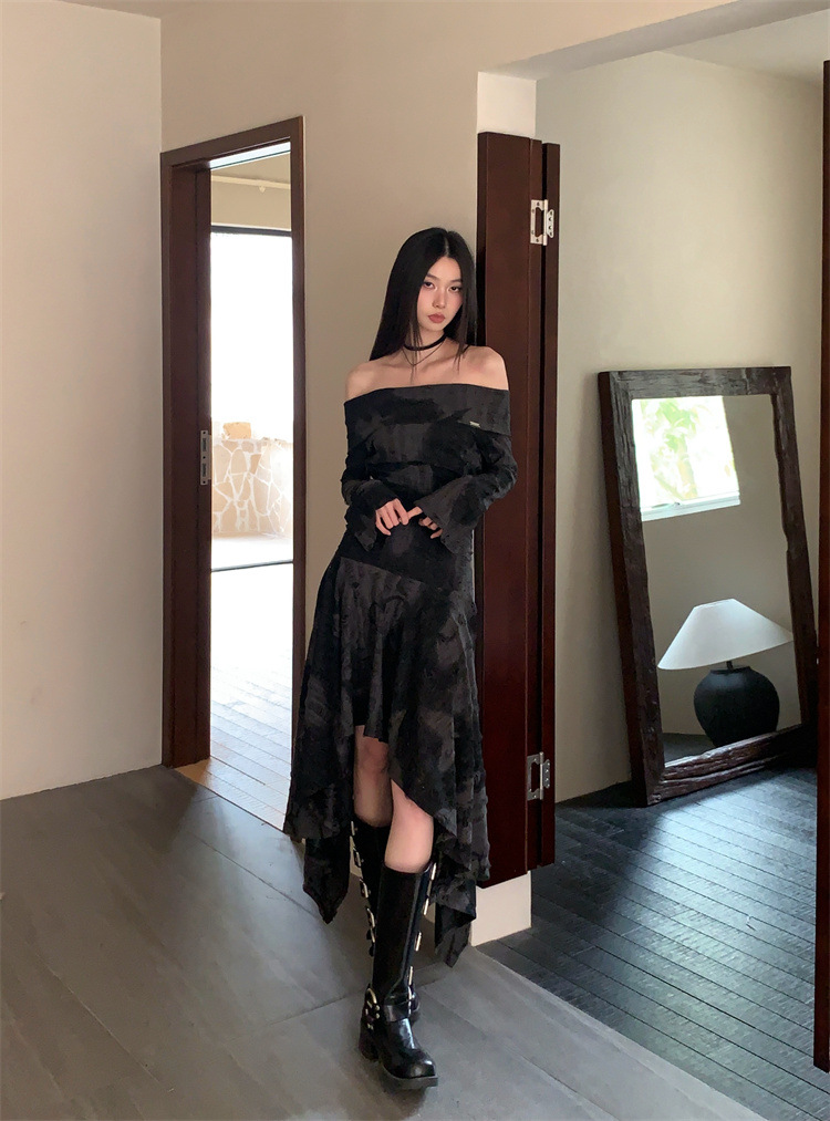 GraceChic In Stock Off-Shoulder Niche Wasteland Style Hot Girl Outfit Dress_voghion.com