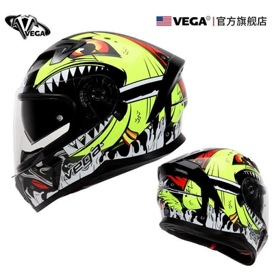 Helmet for Men and Women, Kempinq və səyahət - m-crazy-shark-fluorescent-yellow-comes-with-anti-fog-patch-black-film-headgear-nose-protection-helmet-bag