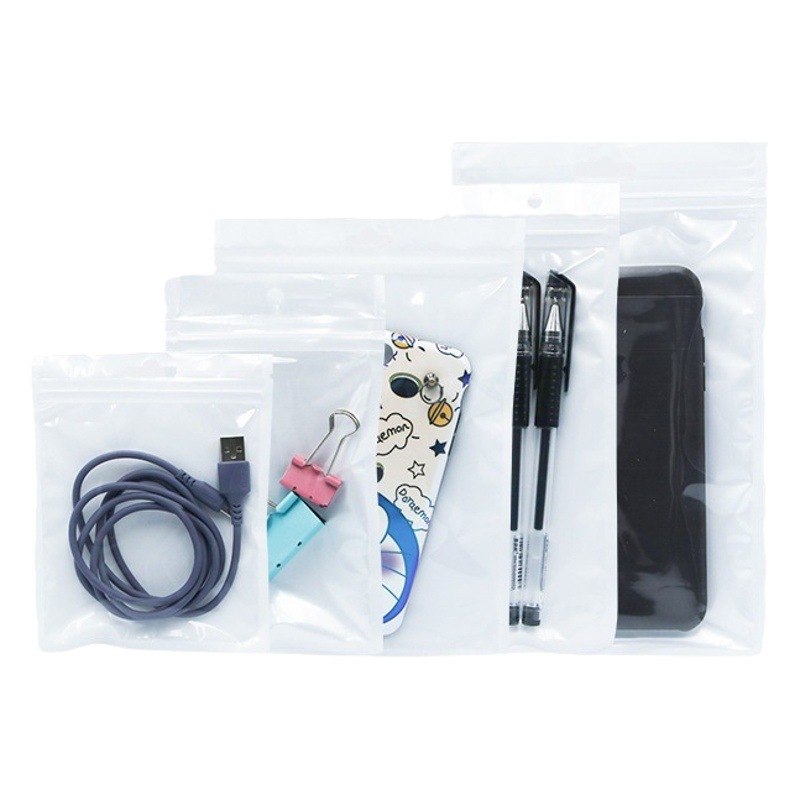 opp 真珠光沢のあるバッグ小物バー包装袋透明陰陽ジップロックバッグ三方シールデジタルアクセサリーシール袋