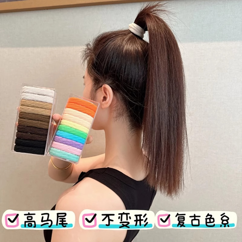 Otoño y invierno anillo de cabello de color toalla de alta elasticidad anillo de toalla sin costura correa de goma de dopamina caballo cuerda de cabello de color adornamiento de cabello