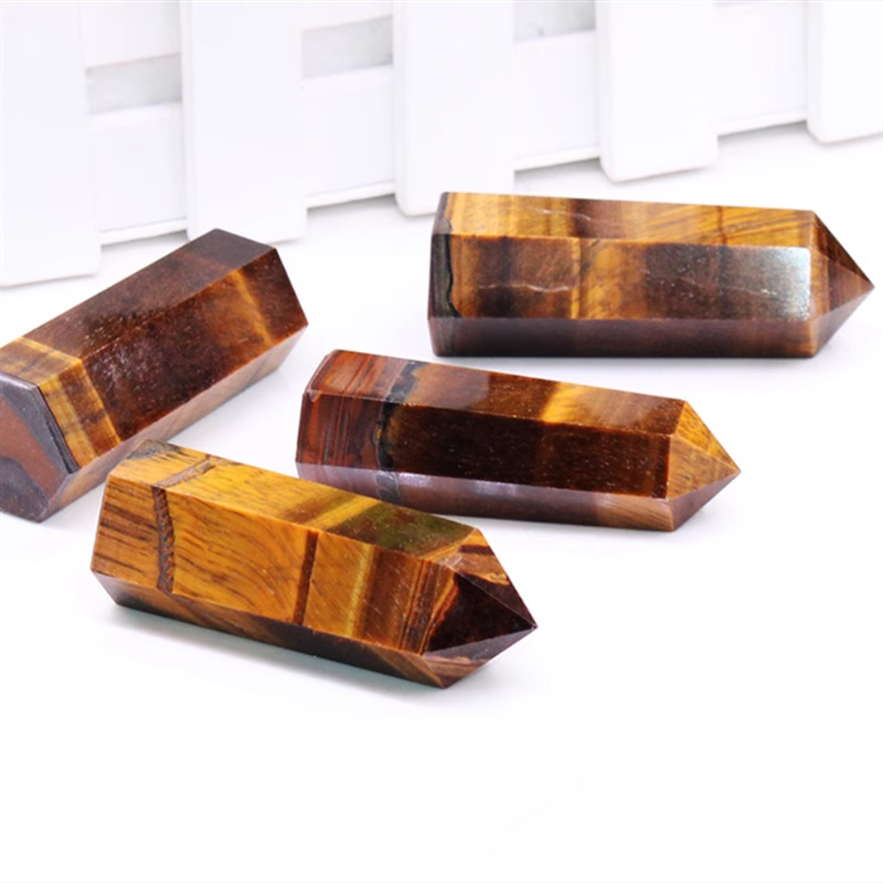 天然紫水晶黒曜石単双尖水晶柱六角柱原石磨き置物ホームリビングオフィス