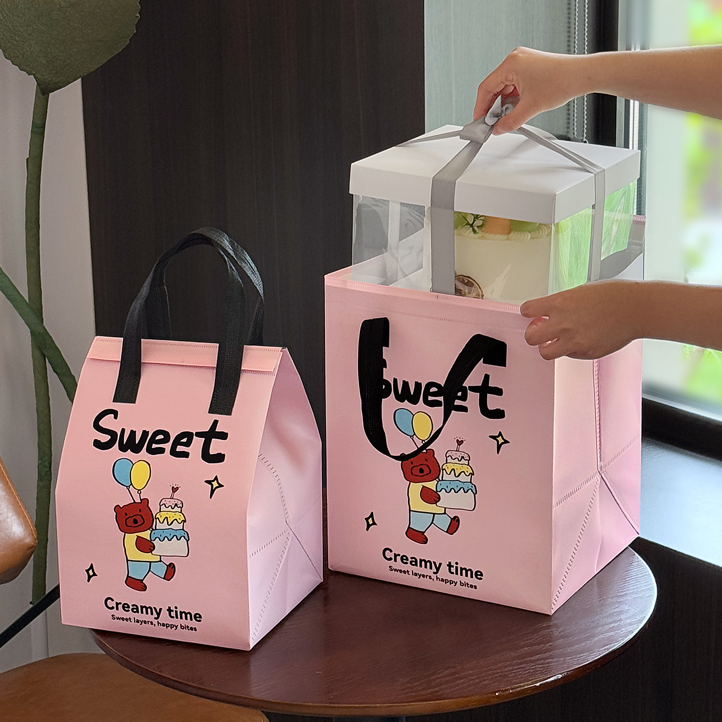 纸管家生日蛋糕4/6/8寸保温袋外卖配送专用铝箔蛋糕店手提袋定制