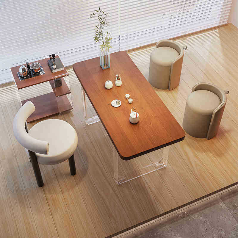 [집에서 낮잠을 자다] 1.2m 티테이블(큰잎송) + 의자 + 등받이스툴*2