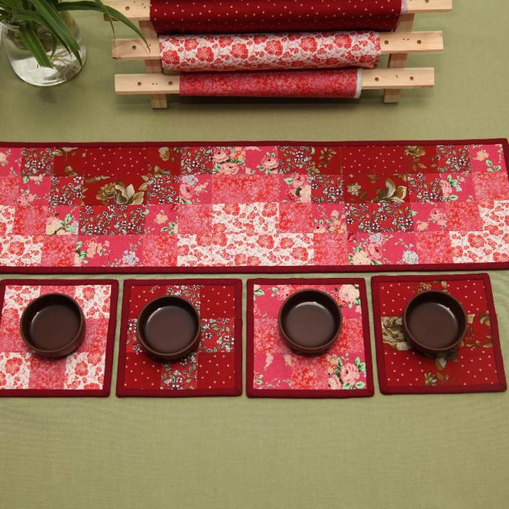 Primer paño teñido estera de té hecho a mano DIY patchwork corredor de mesa bordado Lu bordado estera de la placa de té Zen camino de mesa té arte de la vendimia toalla de té