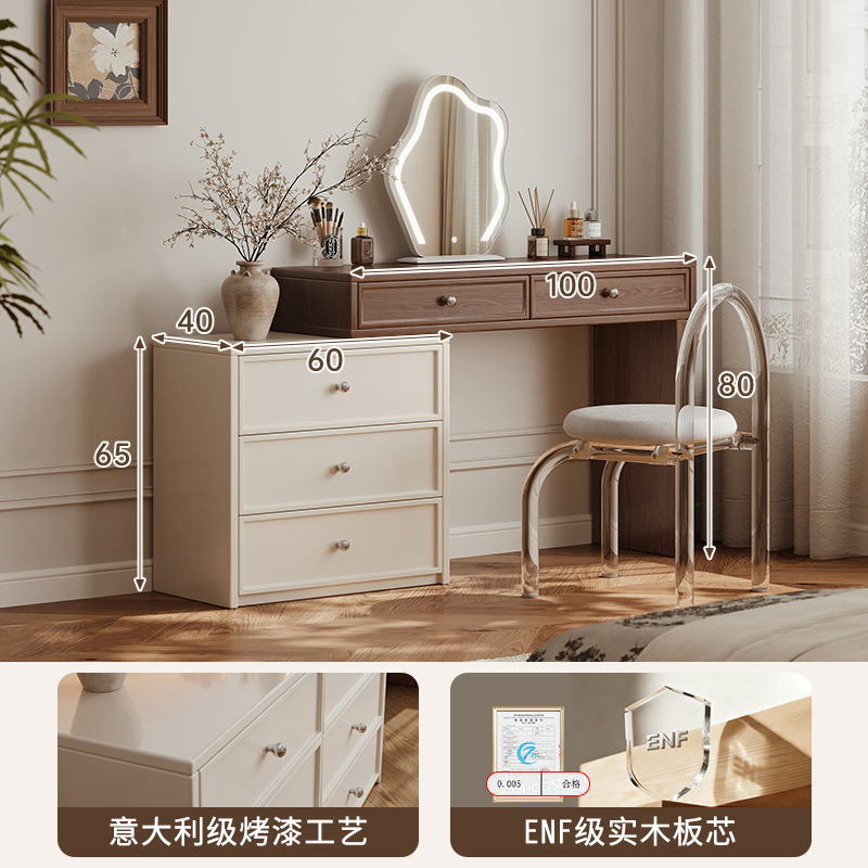 Akino estilo antiguo armario de tocador en 2025 nuevo dormitorio esquina de madera maciza dormitorio principal pintado espejo de mesa de maquillaje