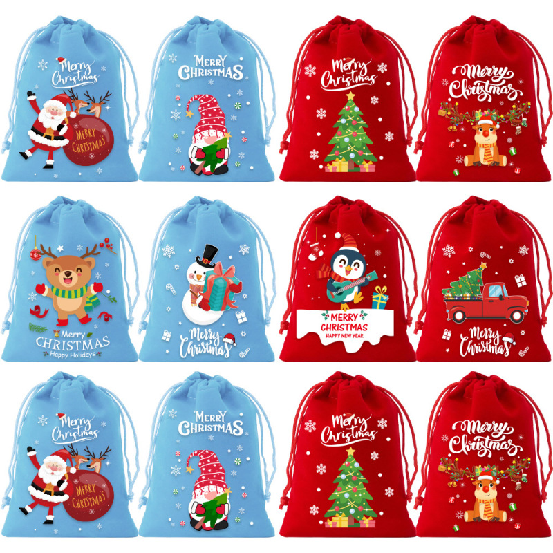 新しいクロスボーダーの新しいクリスマスベルベットバッグ、ギフトバッグ、アップルバッグ、クリスマスキャンディバッグ、巾着ポケット|undefined