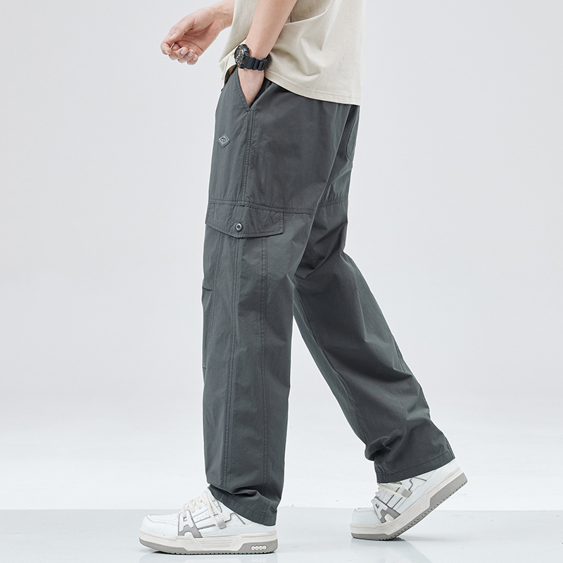 American retro overalls men's 2024 new spring and autumn loose straight casual fashion brand Sports umbrella pants