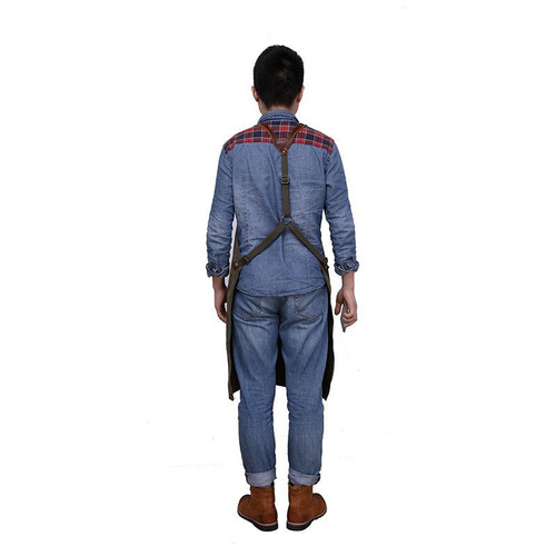 2024 New Craftsmanship Apron Design Studio Canvas Apron European and American Retro Canvas Coffee Shop Studio Apron Bag
